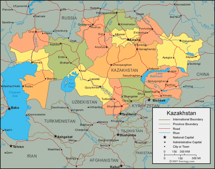 哈萨克斯坦 地图