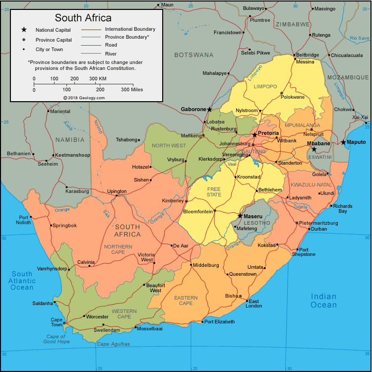 南非省份地图图片